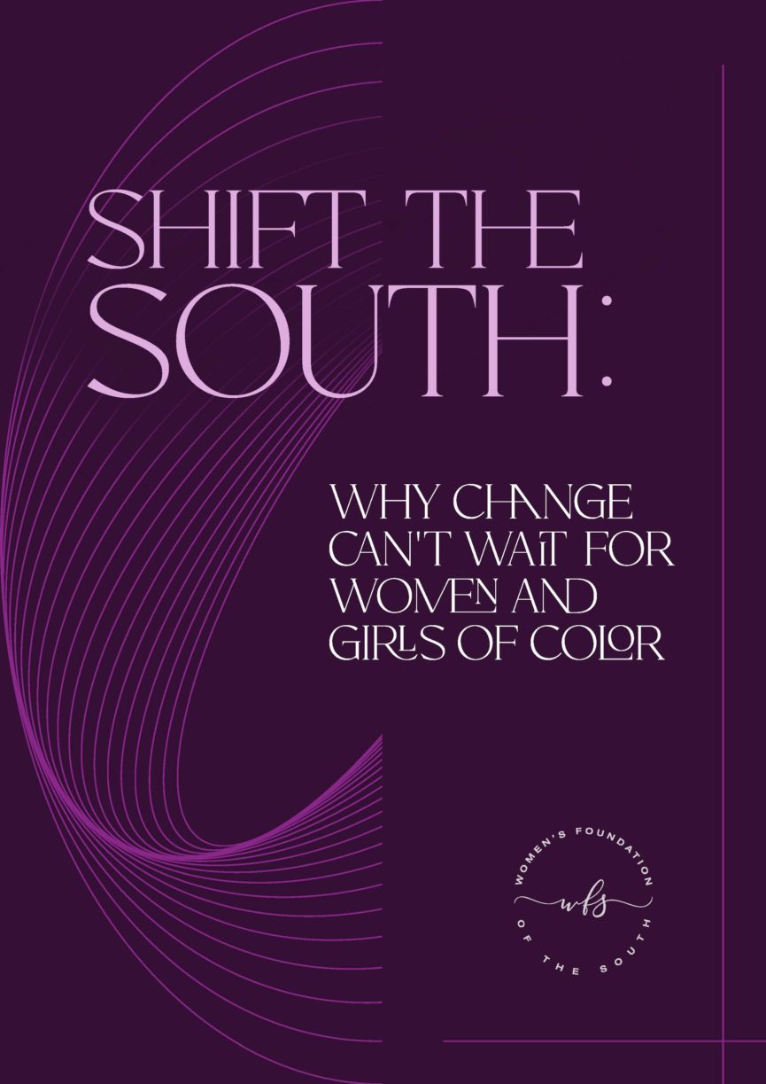 Shift the South report cover in various shades of purple